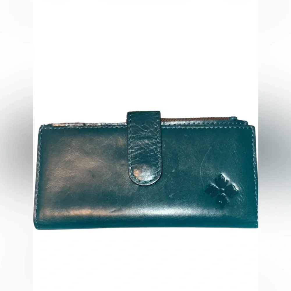 Patricia Nash • Turquoise Full‑Grain Leather Wallet • Vintage Zip Coin Organizer